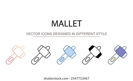 Mallet-Symboldesign auf weißem Hintergrund, Stockgrafik