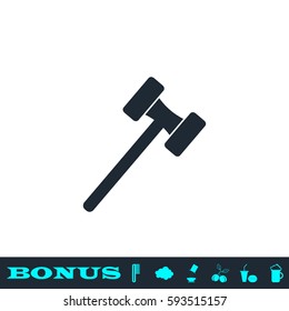 Mallet icon flat. Black pictogram on white background. Vector illustration symbol and bonus button