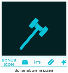 Mallet icon flat. Blue pictogram on dark background. Vector illustration symbol and bonus icons