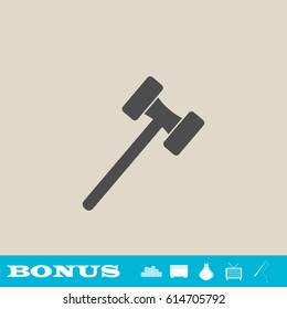 Mallet icon flat. Grey pictogram on light background. Vector illustration symbol and bonus button real estate, ottoman, vase, tv, fishing rod
