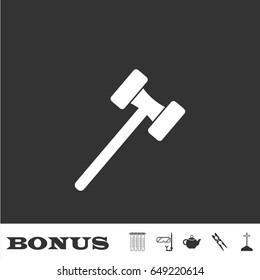 Mallet icon flat. White pictogram on black background. Vector illustration symbol and bonus icons