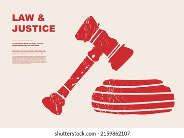 Mallet, judge's gavel. Concept of law justice. Set of posters of jurisprudence in a abstract draw design. State institutions. Civil law, criminal cases. Perfect for poster, cover, banner svg