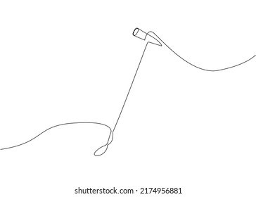 Mallet, polo hammer one line art. Continuous line drawing of horseback riding, sport, equestrian, horse, stick, rider, horseman, activity, athlete, tool, sports equipment, horse polo game, training.