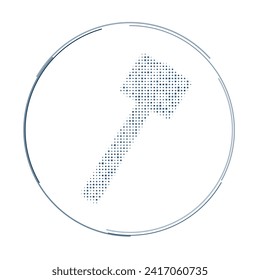 The mallet symbol filled with dark blue dots. Pointillism style. Vector illustration on white background