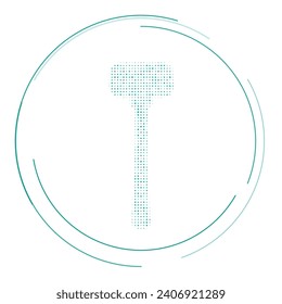 The mallet symbol filled with teal dots. Pointillism style. Vector illustration on white background