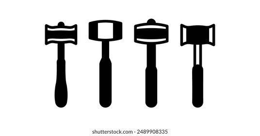 mallet tool icon vector design symbol sign black white color simple illustration collection set