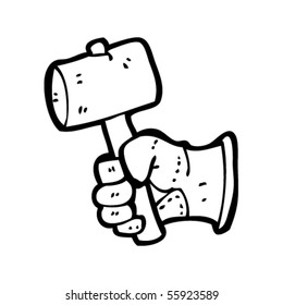 mallet and work glove cartoon
