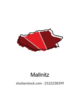 Mallnitz Ilustración vectorial de mapa de la ciudad de Austria, Plantilla de Vector con diseño de boceto gráfico de contorno