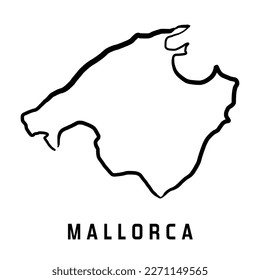 Mallorca Inselplan einfache Umrisse. Vektor handgezeichnet vereinfachte Stilkarte.