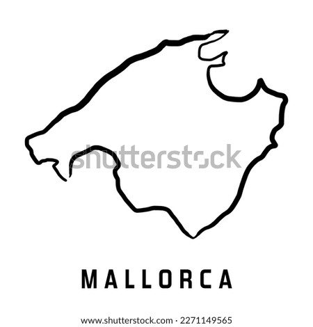 Mallorca island map simple outline. Vector hand drawn simplified style map.