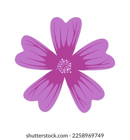 Mallow flower flat style illustration isolated on white background. Mallow flower vector illustration