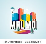 Malmo beautiful city in europe. vector cartoon illustration