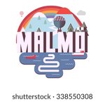 Malmo beautiful city in europe. vector cartoon illustration