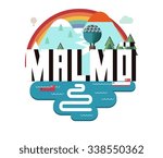Malmo beautiful city in europe. vector cartoon illustration