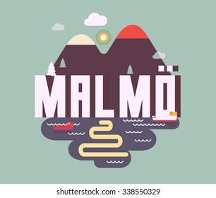 Malmo schöne Stadt in Europa. Vektorgrafik
