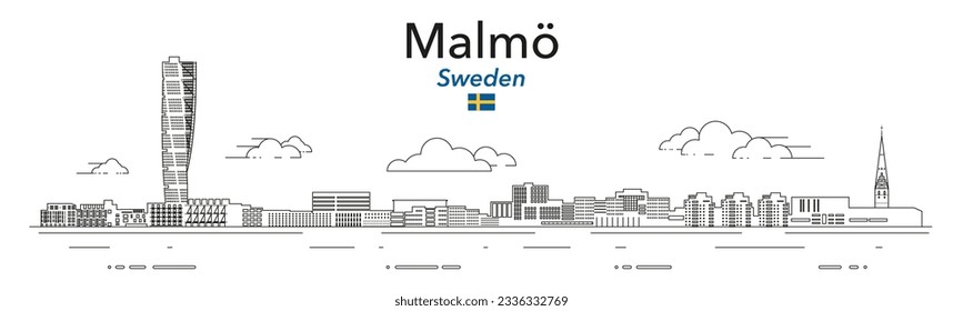 Malmo cityscape line Art Vektorgrafik