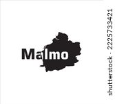 Malmo map and black lettering design on white background