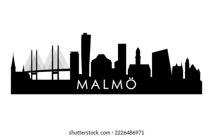 Malmo skyline silhouette. Black Malmö city design isolated on white background. 