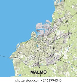 Malmö, Suecia mapa poster art