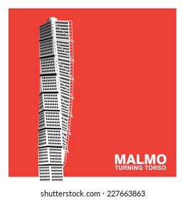 Malmo Turning Torso Building Vector Illustration