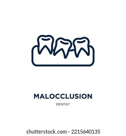 malocclusion icon from dentist collection. Thin linear malocclusion, dentist, dentistry outline icon isolated on white background. Line vector malocclusion sign, symbol for web and mobile