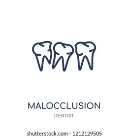 Malocclusion icon. Malocclusion linear symbol design from Dentist collection. Simple outline element vector illustration on white background.