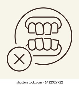 Malocclusion line icon. Crooked teeth, mouth, alignment. Stomatology concept. Vector illustration can be used for topics like orthodontist, cosmetic dentistry, dental care