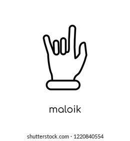 Maloik icon. Trendy modern flat linear vector Maloik icon on white background from thin line Hands and guestures collection, editable outline stroke vector illustration