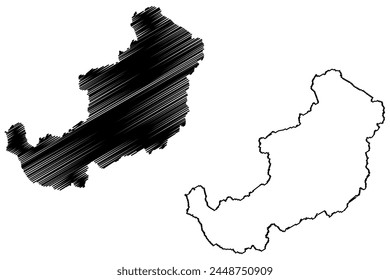 Maloja District (Switzerland, Swiss Confederation, Canton of Grisons, Graubünden or Graubunden) map vector illustration, scribble sketch Maloja or Malögia Region map