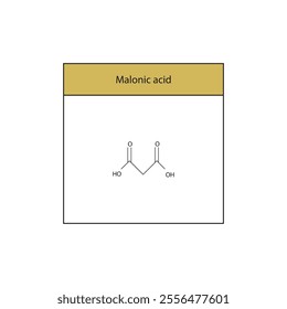 Malonic acid skeletal structure diagram.aliphatic acid compound molecule scientific illustration.