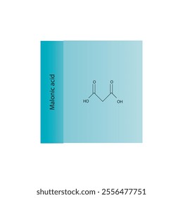 Malonic acid skeletal structure diagram.aliphatic acid compound molecule scientific illustration.