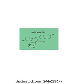 Malonylglycitin skeletal structure diagram. compound molecule scientific illustration on green background. svg