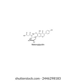Malonylglycitin skeletal structure diagram. compound molecule scientific illustration on white background. svg