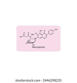 Malonylglycitin skeletal structure diagram. compound molecule scientific illustration on pink background. svg