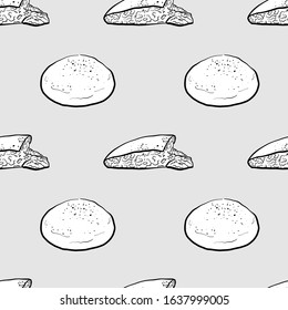 Malooga seamless pattern greyscale drawing. Useable for wallpaper or any sized decoration. Handdrawn Vector Illustration