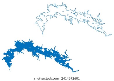 Malpaso Lake (Mexico, United Mexican States) map vector illustration, scribble sketch Reservoir Nezahualcóyotl, Represa de Malpaso Dam map