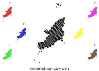 Malpelo island (Republic of Colombia, Pacific Ocean, Latin or South America) map vector illustration, scribble sketch Isla de Malpelo map