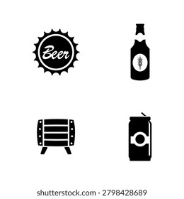 Malt beer. Simple Related Vector Icons Set for Video, Mobile Apps, Web Sites, Print Projects and Your Design. Black Flat Illustration on White Background.