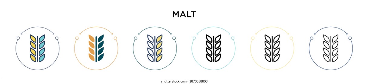 Malt icon in filled, thin line, outline and stroke style. Vector illustration of two colored and black malt vector icons designs can be used for mobile, ui, web
