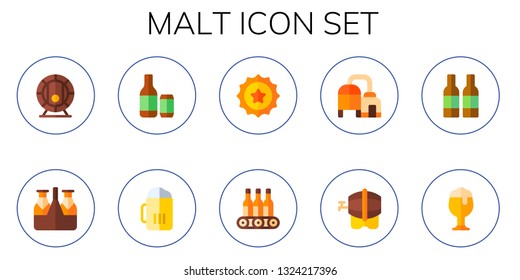 malt icon set. 10 flat malt icons.  Collection Of - beer, beers, beer cap