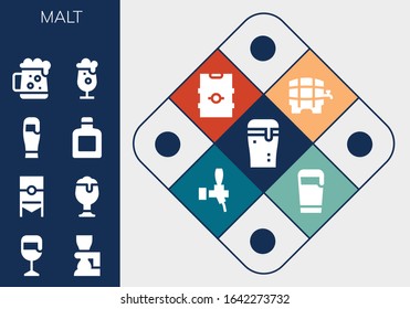 malt icon set. 13 filled malt icons. Included Beer, Whisky, Dark beer icons