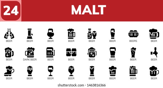 malt icon set. 24 filled malt icons.  Simple modern icons about  - Beer, Beers, Dark beer