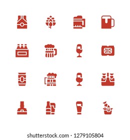 malt icon set. Collection of 16 filled malt icons included Beer, Brewery, Beers, Hop