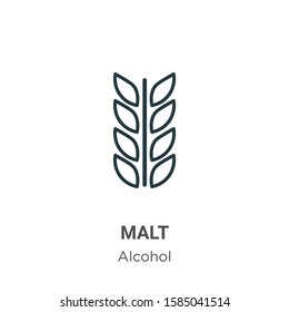 Malt outline vector icon. Thin line black malt icon, flat vector simple element illustration from editable alcohol concept isolated on white background