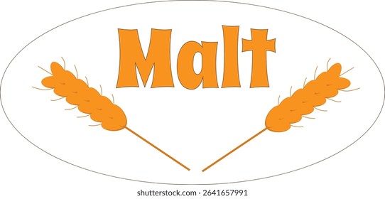malt sign text two cereals on white
