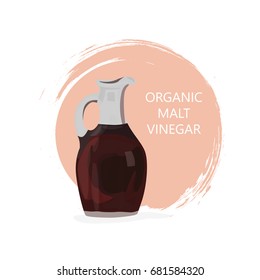 Malt vinegar in bottle vector condiment and spread illustration