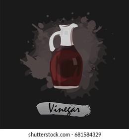 Malt vinegar in bottle vector condiment and spread illustration