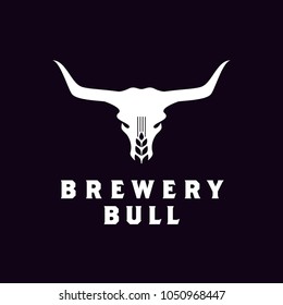 Malt Wheat Beer Bull Buffalo Longhorn Skull Ale Brewery logo design inspiration