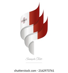 Malta abstract 3D wavy flag white red modern Maltese ribbon torch flame strip logo icon vector