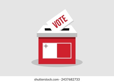 Malta Boleta concepto de ilustración vectorial plana y minimalista. Votar Elecciones de Arte Conceptual.